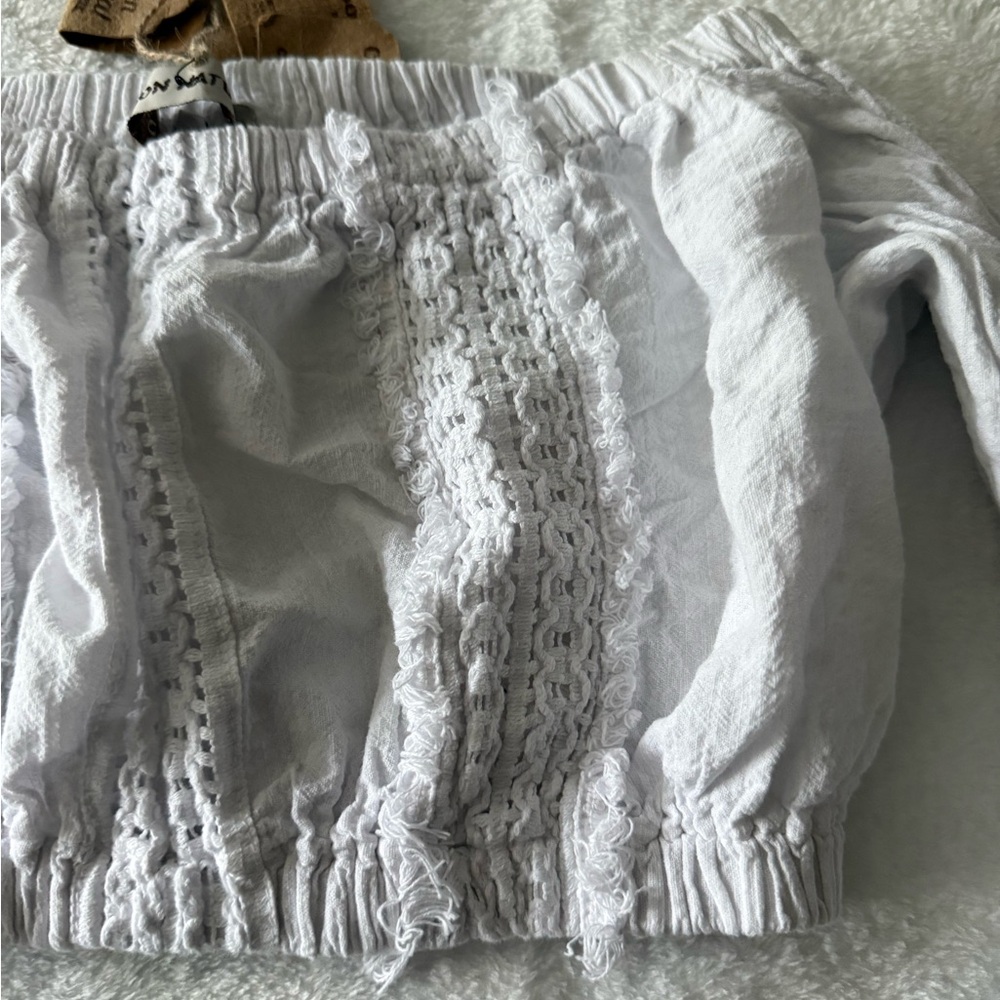 New Natural Cotton Lola Flare Off Shoulder Top High Waisted Shorts White Outfit - Picture 6 of 14